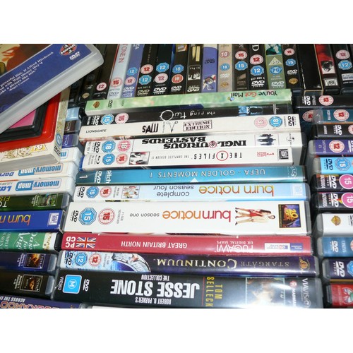 288 - LARGE BOX OF DVDS TO INCLUDE HELLRAISER, ROBOCOP, HELLBOY, BURN NOTICE, CAPTAIN AMERICA, THOR ETC