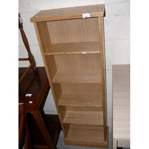 381 - NARROW LIGHT OAK SPACE SAVING BOOKCASE