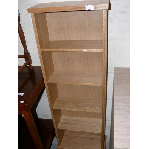 381 - NARROW LIGHT OAK SPACE SAVING BOOKCASE