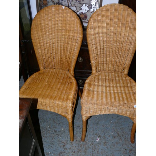 384 - PAIR OF WICKER ARCHED BACK CHAIRS, QUALITY ITEMS