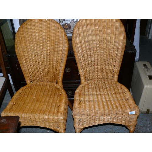 384 - PAIR OF WICKER ARCHED BACK CHAIRS, QUALITY ITEMS