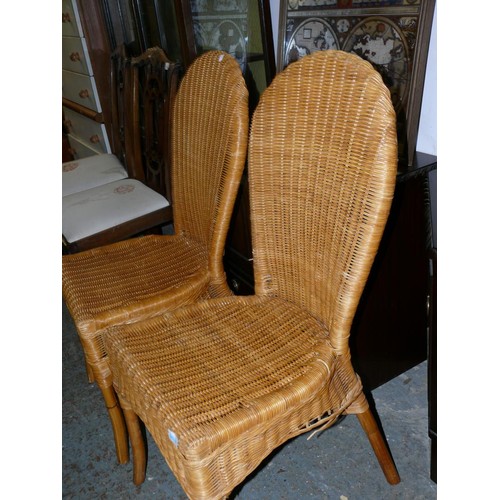 384 - PAIR OF WICKER ARCHED BACK CHAIRS, QUALITY ITEMS