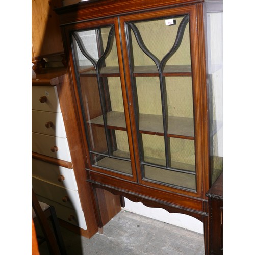 388 - VINTAGE DISPLAY CABINET IN MAHOGANY AND SATINWOOD