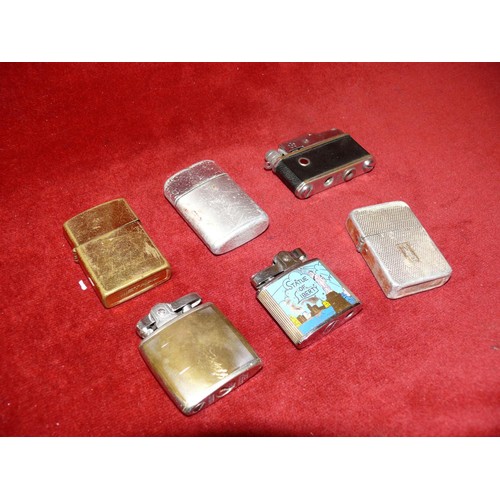 50 - 6 VARIOUS GOOD QUALITY LIGHTERS, 2 BY RONSON, 1 BY STORM KING AND 1 MADE IN OCCUPIED JAPAN