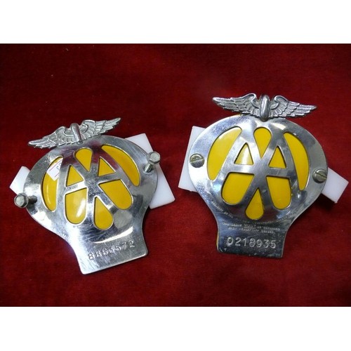 51 - 2 X  VINTAGE AA CAR BADGES 8B63572 AND 0218935