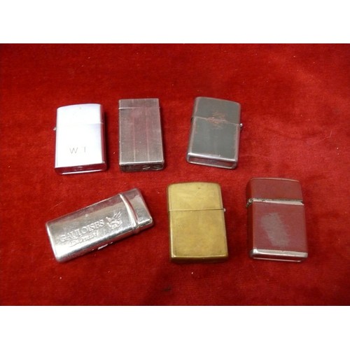 59 - 6 GOOD QUALITY VINTAGE LIGHTERS TO INCLUDE ZIPPO, FLICK ETC