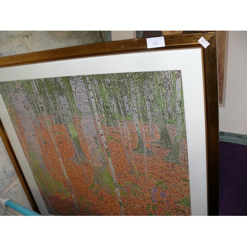 292 - FRAMED AND GLAZED PRINT OF THE BIRCH WOOD BY GUSTAV KLIMT