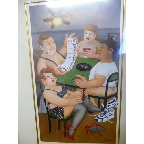 296 - LIMITED EDITION PRINT OF STRIP POKER BY BERYL COOK 195/650 PLUS 2 NEW ROYAL BOTANIC KEW GARDEN PRINT... 