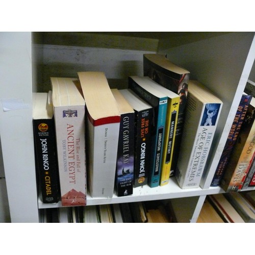 306 - 5 CUBES OF GOOD QUALITY BOOKS TO INCLUDE STEPHEN FRY, JIM BUTCHER, PHILLIP KERR, LINDSET DAVIES ETC