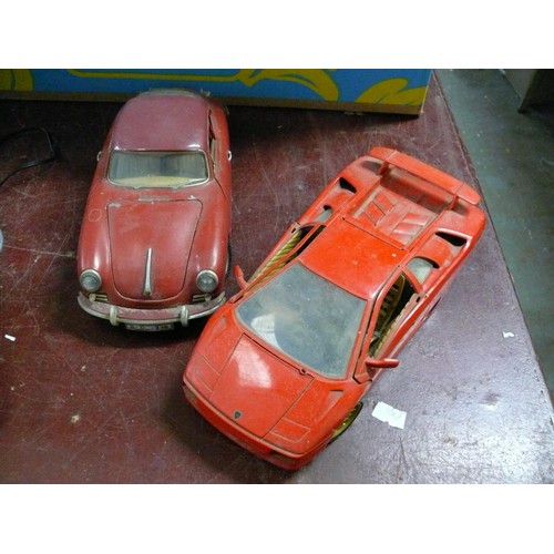 342 - A BURAGO PORSCHE 356 B 1961 MODEL PLUS A BURAGO LAMBORGHINI DIABLO 1990 (MISSING REAR WHEELS) BOTH 1... 