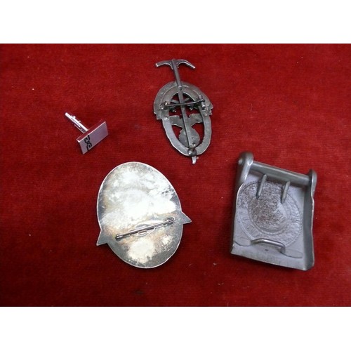 12 - WWII GERMAN ARMY BELT BUCKLE AND GERMAN BADGES Bergwacht Hilfspolizei Badge The insignia of the moun... 