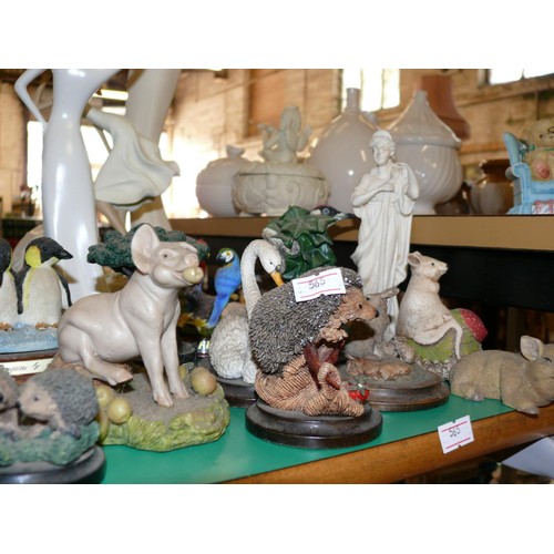 328 - LARGE COLLECTION OF ANIMAL ORNAMENTS ELEPHANTS, PIGS, PENGUINS, HEDGHOGS, PARROTS, SWANS ETC