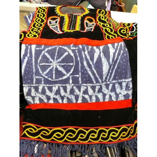 49 - THE NATIONAL DRESS OF THE CAMEROONS IN AFRICA WITH HAND EMBROIDERY PLUS HAND MADE SKULL CAPE  HAT TO... 