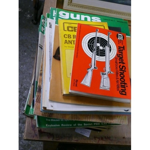 417 - SELECTION OF GUN REVIEW MAGAZINES, TARGET SHOOTING BOOK AND CB RADIO ANTENNAS MANUAL