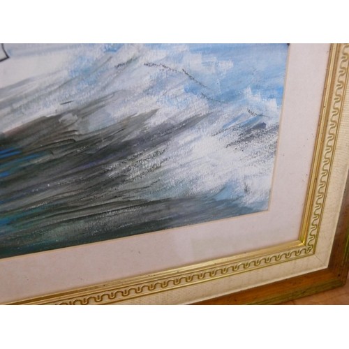 418 - FRAMED AND GLAZED WATER COLOUR OF WINDSURFER