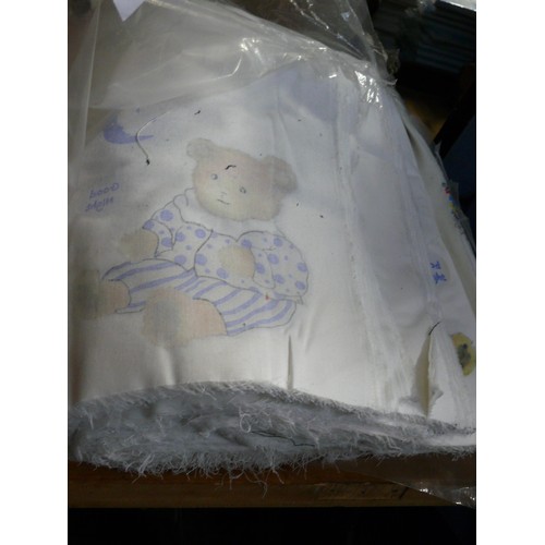 438 - LARGE QUANTITY OF GOOD NIGHT TEDDY BEAR FABRIC OFFCUTS