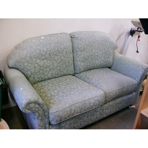 409 - WESLEY-BARRELL GOOD QUALITY DUCK EGG FLORAL FABRIC SOFA