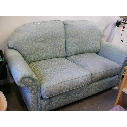 409 - WESLEY-BARRELL GOOD QUALITY DUCK EGG FLORAL FABRIC SOFA