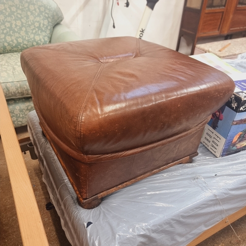 410A - BROWN LEATHER FOOTSTOOL