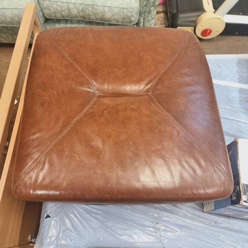 410A - BROWN LEATHER FOOTSTOOL