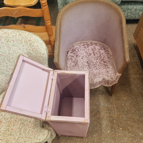 399D - PINK BEDROOM CHAIR AND LAUNDRY BIN