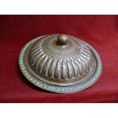 64 - A VERY DECORATIVE LIDDED COPPER  TUREEN