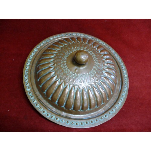 64 - A VERY DECORATIVE LIDDED COPPER  TUREEN