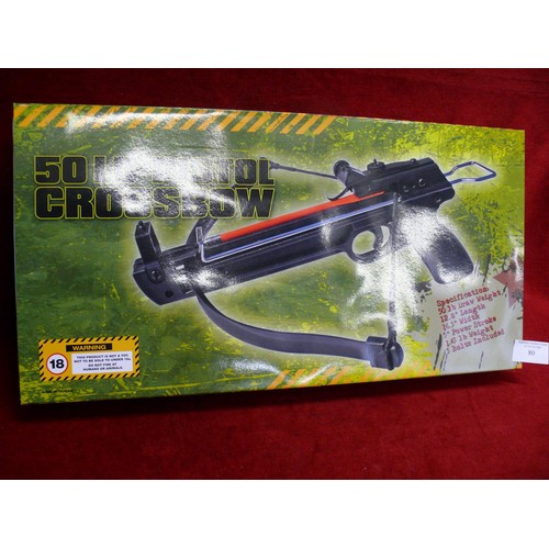 80 - A 50LB PISTOL CROSSBOW INCLUDING 5 BOLTS. NEW AND PACKAGED