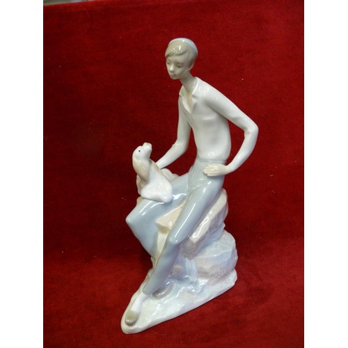 52 - VINTAGE LLADRO NAO A SHEPHERD WITH HIS DOG THIS IS A RETIRED PIECE