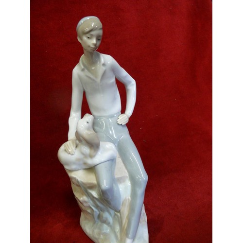 52 - VINTAGE LLADRO NAO A SHEPHERD WITH HIS DOG THIS IS A RETIRED PIECE