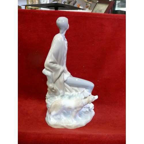 53 - VINTAGE LLADRO NAO A SHEPHERD BOY ALONE WITH HIS DOGS THIS IS A RETIRED PIECE