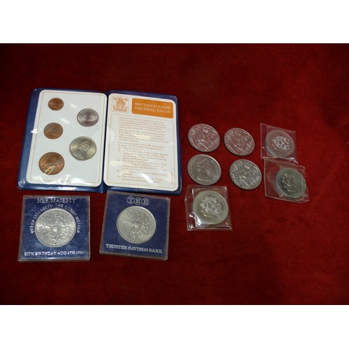 18 - A MIXED LOT COINS 1st DECIMAL COINS, COLLECTION OF CROWNS