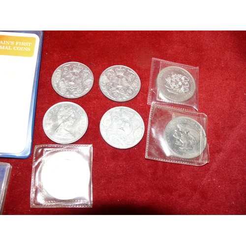 18 - A MIXED LOT COINS 1st DECIMAL COINS, COLLECTION OF CROWNS