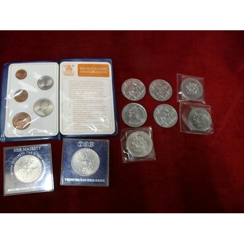 18 - A MIXED LOT COINS 1st DECIMAL COINS, COLLECTION OF CROWNS