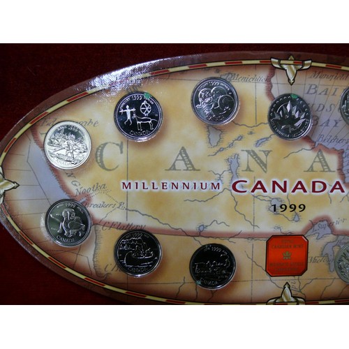 25 - FROM THE ROYAL CANADIAN MINT THE FIRST DESIGNS FOR MILLENNIUM 1999 13 DIFFERENT COINS  ON DISPLAY FR... 