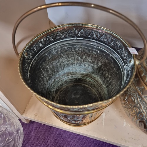 72 - 1960'S ORNATE BRASS BUCKET WITH HANDLE  FROM BAGHDAD, IRAQ