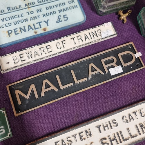 75 - RAILWAY, CAST IRON MALLARD SIGN (REPRO)