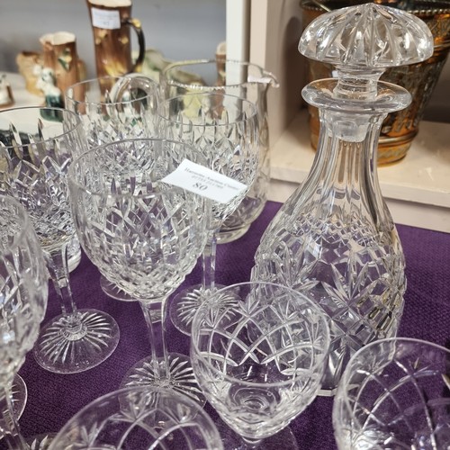 80 - CRYSTAL, A LOVELY SET OF CRYSTAL GLASSES INCLUDING, TUMBLERS, WINE GLASSES, BRANDY GASSES, A LARGE J... 