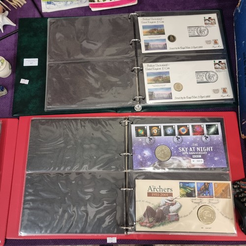 97 - STAMPS, 2 ALBUMS OF ROYAL MAIL / ROYAL MINT NUMISMATIC FIRST DAY COVERS VERY NICELY PRESENTED.