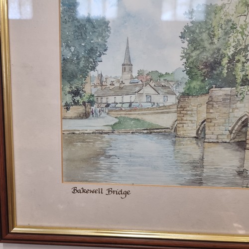 109 - FRAMED AND GLAZED WATERCOLOUR OF BAKEWELL BRIDGE BY I FERMOR