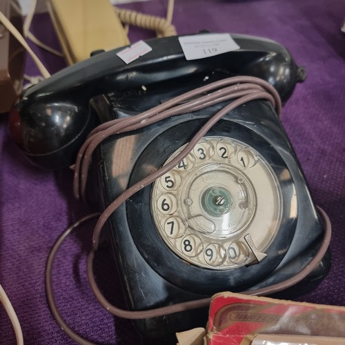 119 - 4 VINTAGE TELEPHONES IN VARIOUS COLOURS.