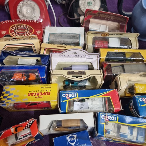 120 - CORGI, APPROXIMATLEY 30 BOXED VARIOUS MAKES MODEL CARS INCLUDING YESTERYEAR, CORGI, MATCHBOX AND MAN... 