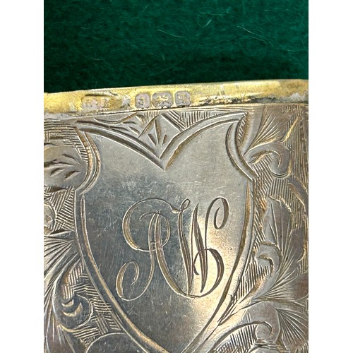 4 - STERLING SILVER VESTA CASE, BIRMINGHAM 1915 ENGRAVED WITH SCROLL DESIGN AND MONOGRAM, SNAPS SHUT - 1... 