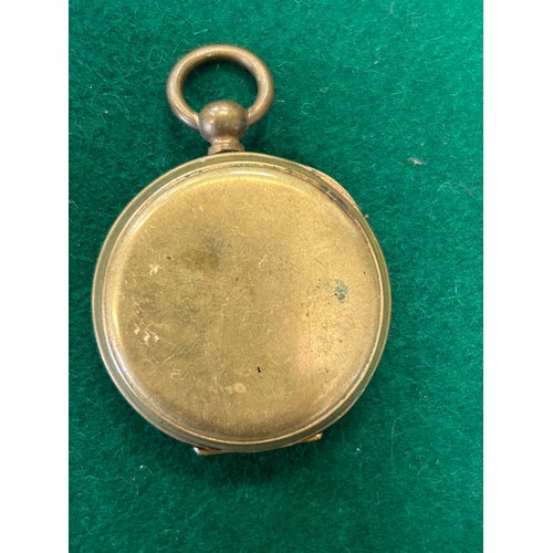 8 - AN UNUSUAL LATE 19TH CENTURY LADIES GOLD PLATED POCKET WATCH WITH ENGRAVED GILT DIAL - THE INNER CAS... 