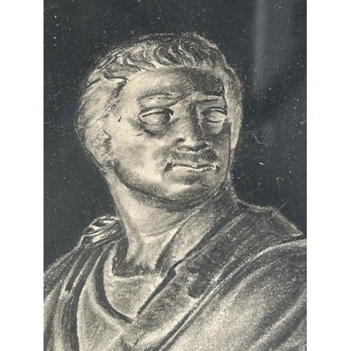 39 - TWO CHARCOAL DRAWINGS OF ROMAN EMPERORS - FRAMED AND GLAZED, BY S TYZACK, BUST OF JUILUS CAESAR DATE... 