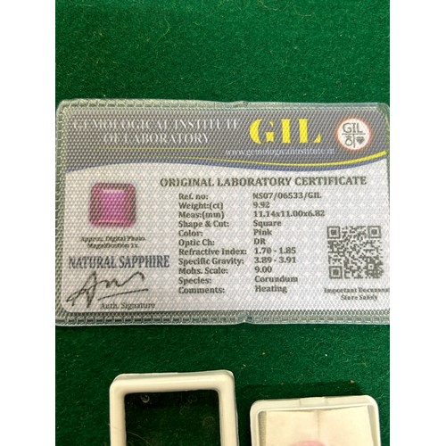 41 - SQUARE PINK SAPPHIRE WITH ORIGINAL LABORATORY CERTIFICATE