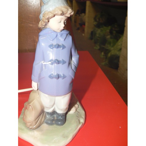 57 - A LLADRO NAO FIGURINE LAMP BASE WITH BOY