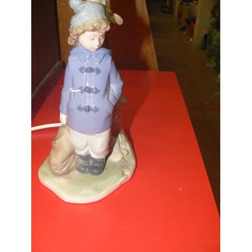 57 - A LLADRO NAO FIGURINE LAMP BASE WITH BOY