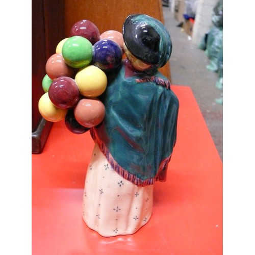 55 - A RARE ROYAL DOULTON LADY AND BABY  BALLOON SELLER HN583 1930`S - HEAD REPAIRED.