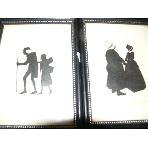 80 - 4 X SILHOUETTES OF CHARLES DICKENS CHARACTERS - SCROOGE,  MR PICKWICK,  GRANDFATHER AND LITTLE NELL,... 